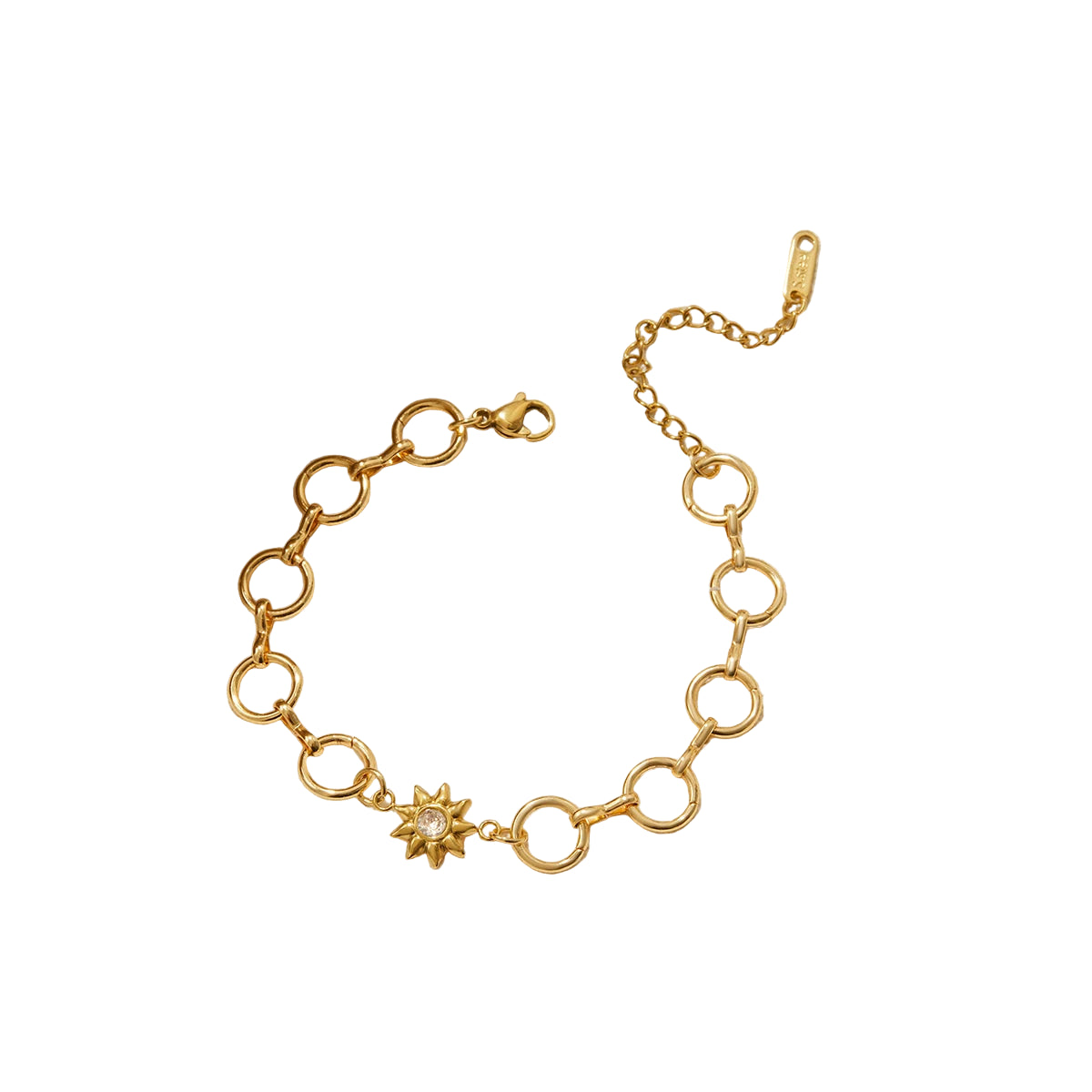 Youthway Women's Fashion Stainless Steel 18K Gold Color Star Moon Bracelet with Zirconi Gifta Hammered Moon Pendant