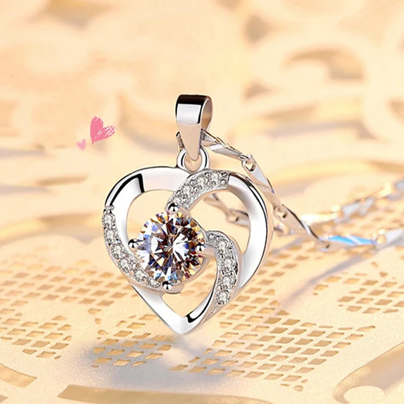 Romantic Heart Zirconia Pendant Necklace
