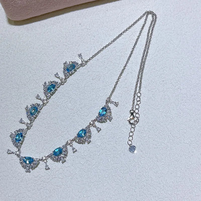 SACE GEMS S925 Sterling Silver Certified 4*6MM Natual Topaz Pendant Necklaces for Womne Engagement Cocktail Party Fine Jewelry