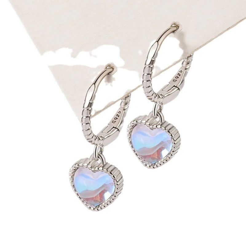 ANENJERY Moonstone Pearl Pendant Hoop Earrings For Women Fashion Jewelry Niche Girls Gifts Party Earring