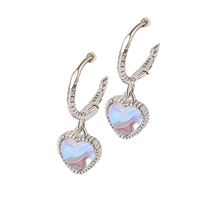 ANENJERY Moonstone Pearl Pendant Hoop Earrings For Women Fashion Jewelry Niche Girls Gifts Party Earring