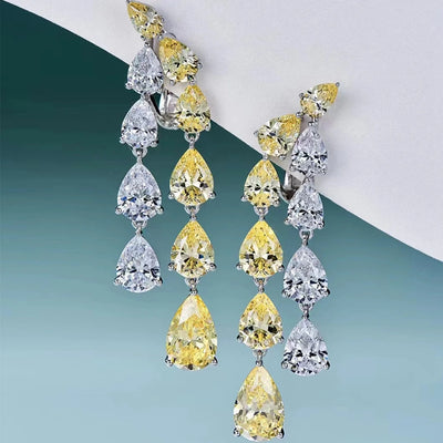 Diamond White Gold Dangle Drop Earrings for April Birthdays