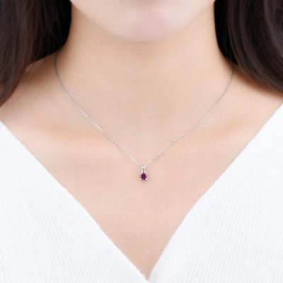 4-Prong Set Garnet Sterling Silver Dangle Pendant