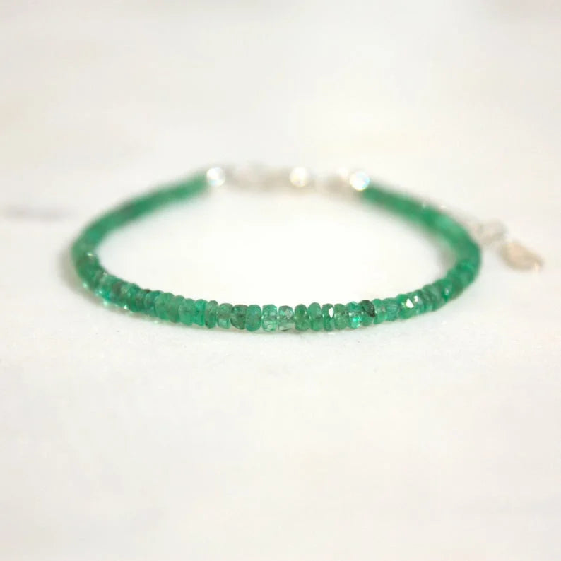 Genuine Emerald Birthstone Bracelet - Birthdays Gift for May