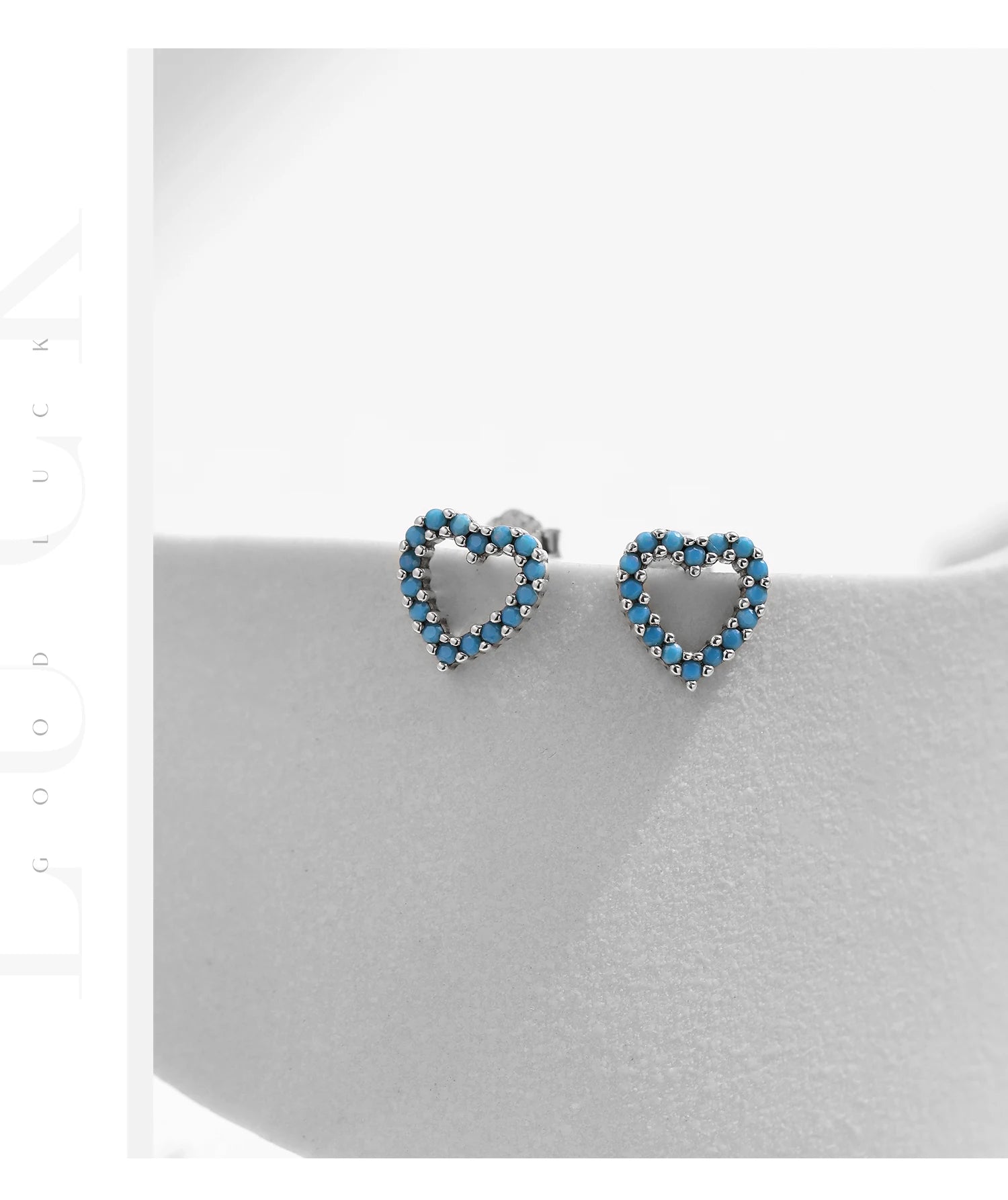 Vintage Sterling Silver Turquoise Heart Stud Earrings