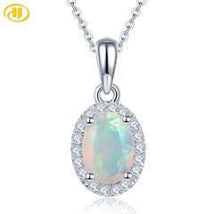 Natural Opal Sterling Silver Pendants 0.4 Carats Genuine Gemstone Women Classic Fine Jewelrys S925 Daily Style Birthday Gifts