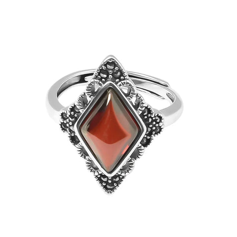 Vintage Red Garnet Rhombus Ring