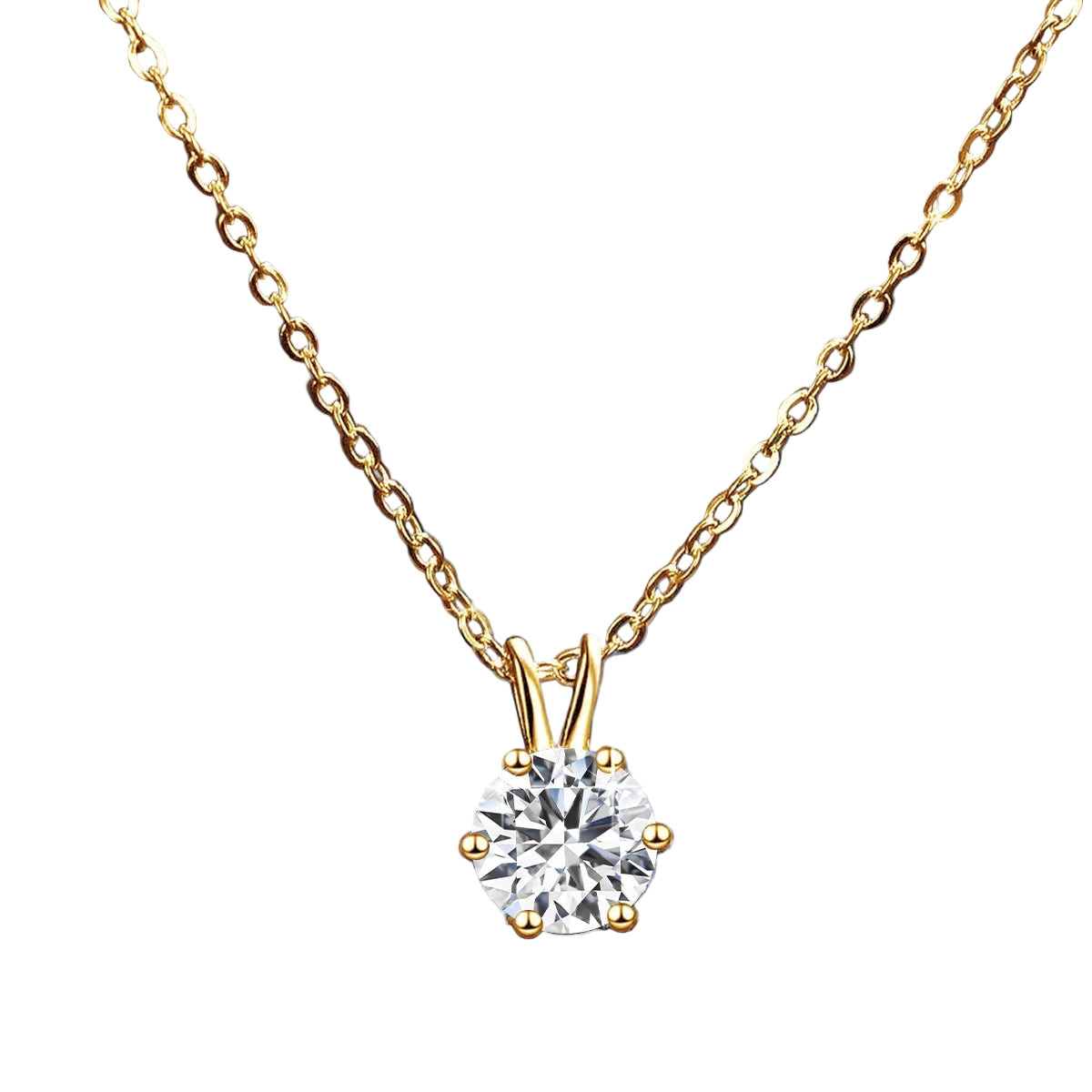 Women's Neck Chain 100% Real 14k Gold Moissanite Diamond Pendant Necklaces for Girl Wedding Engagement Valentines Gifts Jewelry