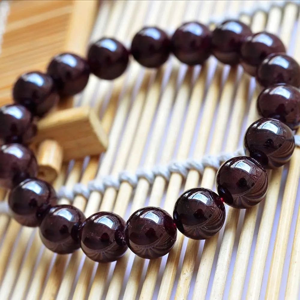 Natural Garnet Gemstone Beaded Bracelet
