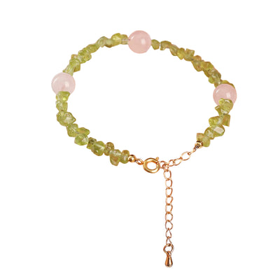 Natural Peridot Olivine Chip Stone Chain Bracelet Women Fashion Gemstone Classic Adjustable Reiki Healing Bracelets Friendship