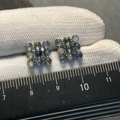 HEYYA STONE Natural Moonstone Stud Earrings For Women 925 Silver Earrings Simple Fine Jewelry Stone Gemstone Classic Style