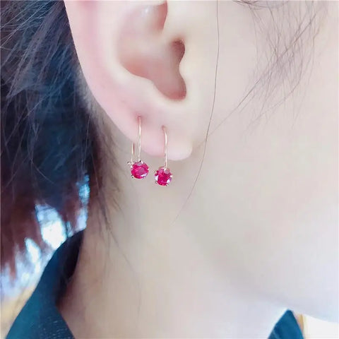 14K Rose Gold Ruby Drop Earrings