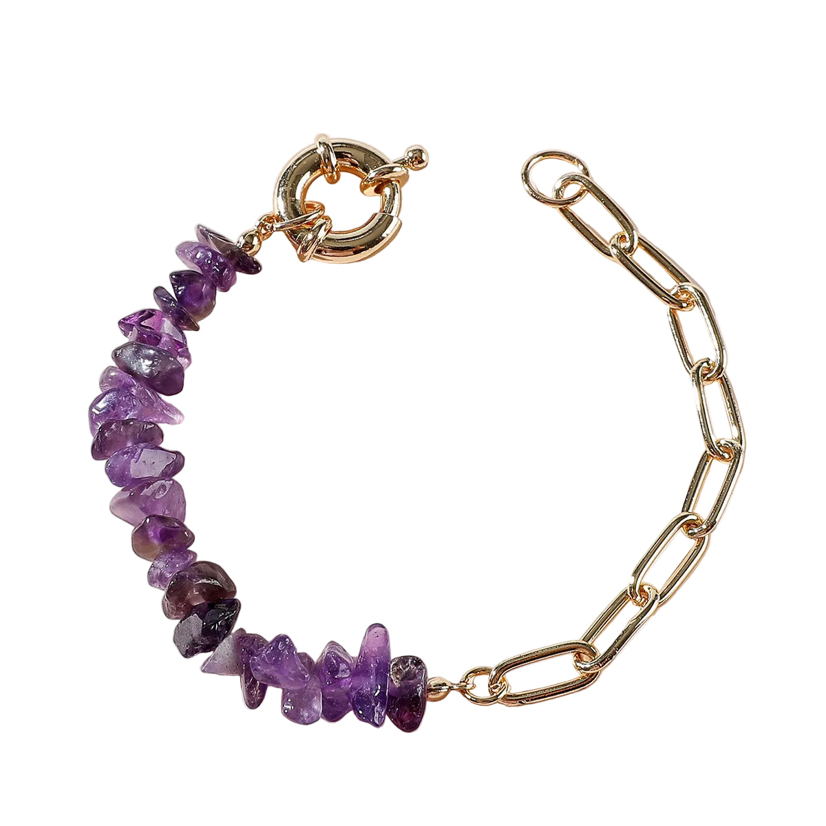 February's Amethyst Toggle Chain Bracelet (Gold)