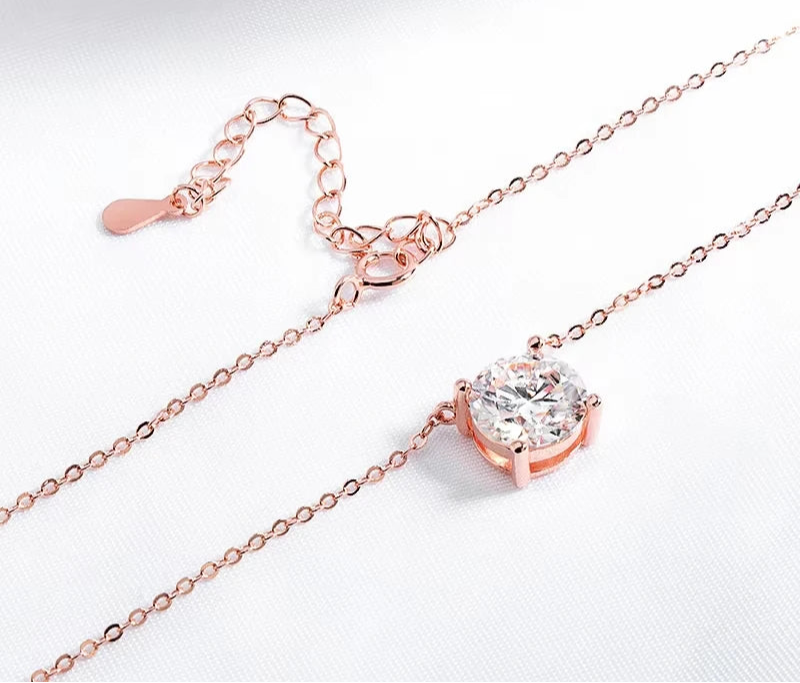 4 Prong Brilliant Cut Diamond Birthstone Necklace