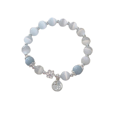 Jewelry Women's New Moonlight Crystal Bracelet Opal Aquamarine Light Luxury Leaf Elastic Bracelet