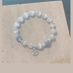 Jewelry Women's New Moonlight Crystal Bracelet Opal Aquamarine Light Luxury Leaf Elastic Bracelet