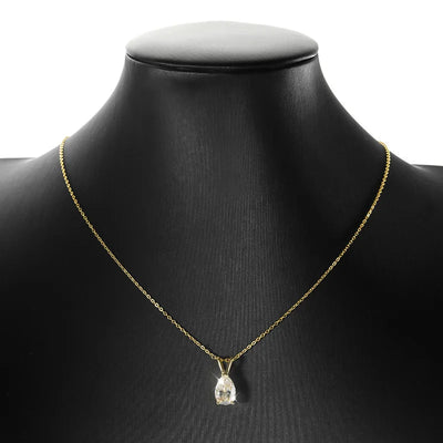 Pear Cut Diamond Solitaire Necklace | White Gold V-Bale Pendant