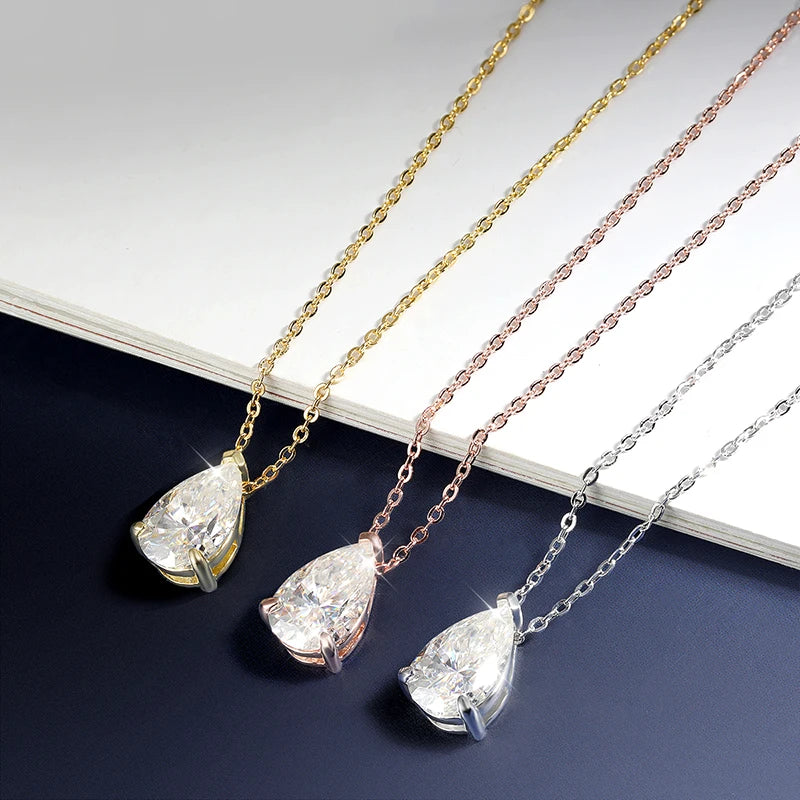 Color Moissanite Diamond Pendant for Women 925 Silver Plated 18k Rose Gold Chain Necklace GRA