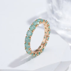 Kinel New Emerald Round Cut Zircon Ring for Women Luxury 585 Rose Gold Promise Ring Wedding Band Jewelry Valentine's Day Gifts