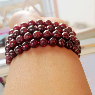 Natural Garnet Gemstone Beaded Bracelet
