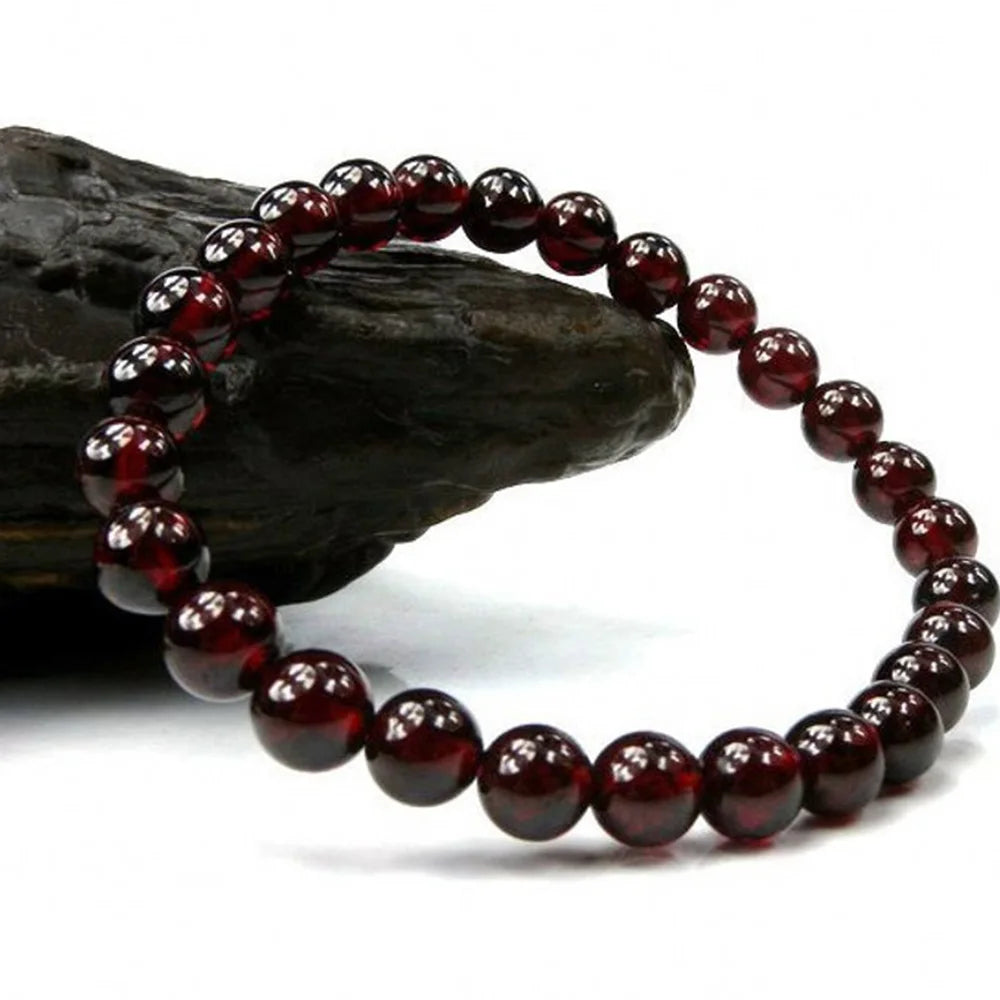 Natural Garnet Gemstone Beaded Bracelet
