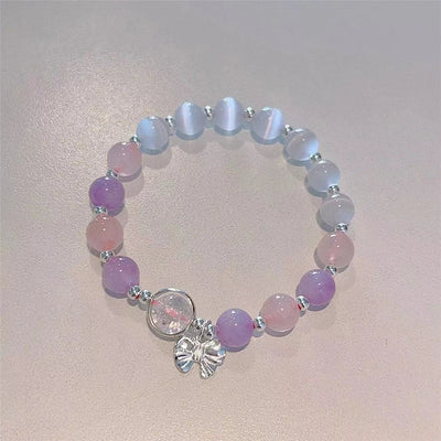 Jewelry Women's New Moonlight Crystal Bracelet Opal Aquamarine Light Luxury Leaf Elastic Bracelet