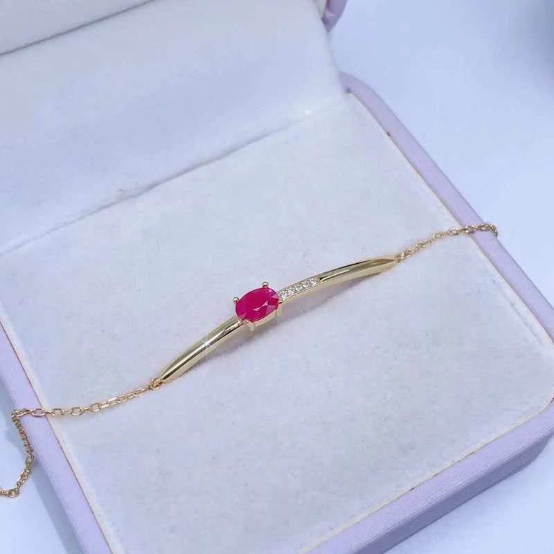 YULEM  Natural Natural Ruby Bracelet Gemstone Fine Jewelry for Women Anniversary Gift 925 Sterling Silver