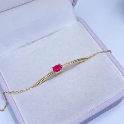 YULEM  Natural Natural Ruby Bracelet Gemstone Fine Jewelry for Women Anniversary Gift 925 Sterling Silver