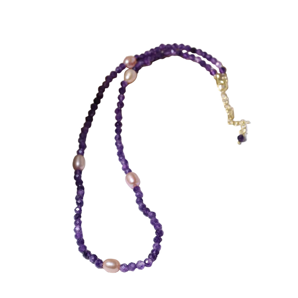 Korean Style Amethyst Women Birthstone Necklace