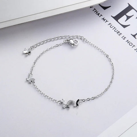 925 Silver Diamond-Studded Butterfly Bracelet