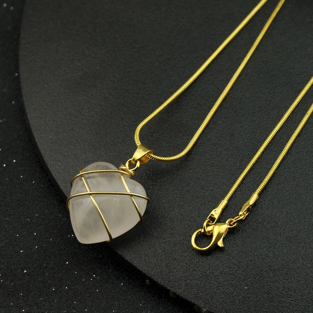 Opal Heart Necklace with Crystal Castle Garnish