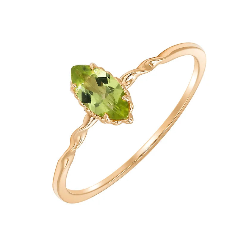 LAMOON August Birthstone Natrual Peridot Ring For Women Gemstone Ring 925 Sterling Silver Gold Plated Fine Jewelry Accessories
