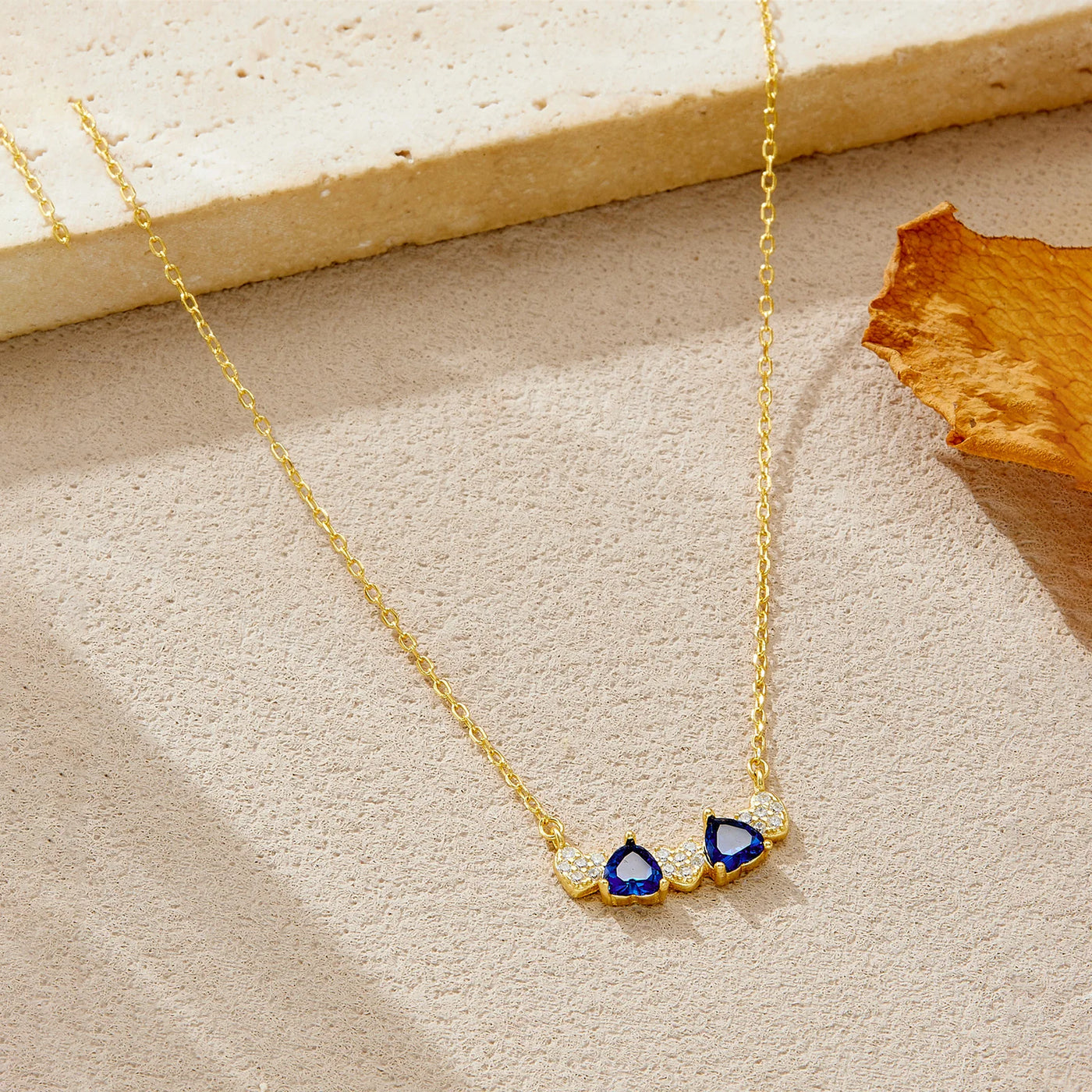 ANDYWEN 925 Sterling Silver Sweet Romantic Multi Heart Necklace Blue Sapphire & CZ Zirconia Dainty Dating Luxury Women Jewelry