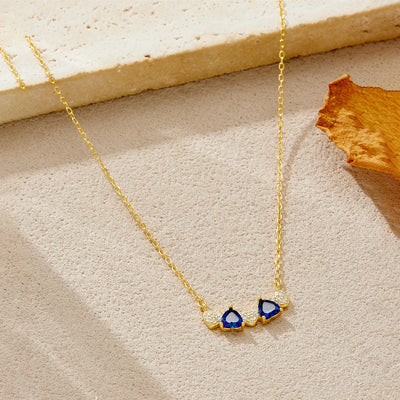 ANDYWEN 925 Sterling Silver Sweet Romantic Multi Heart Necklace Blue Sapphire & CZ Zirconia Dainty Dating Luxury Women Jewelry