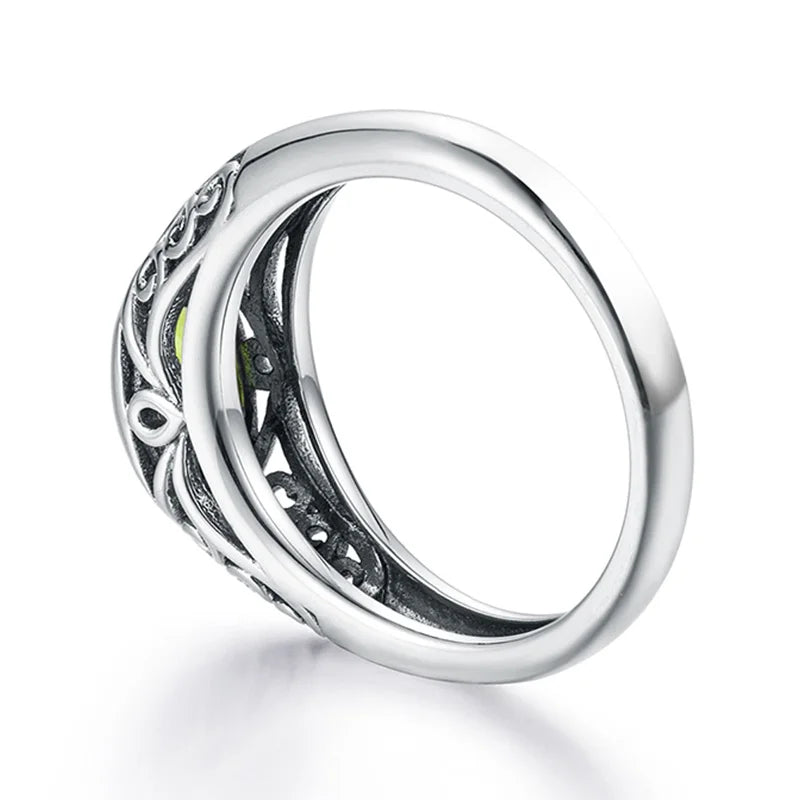 Retro 925 Sterling Silver Peridot Ring