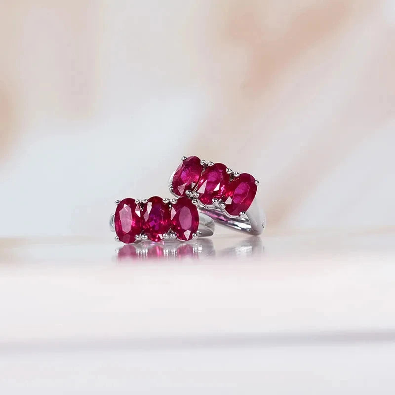 Minimalist Ruby Hoop Earrings