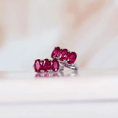 Minimalist Ruby Hoop Earrings