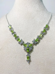 ZECAA Peridot Fine Jewelry Peridot Necklace Pendant With Natural Peridot Gemstone 4*6mm Lady Peridot Necklace Pendant Jewelry