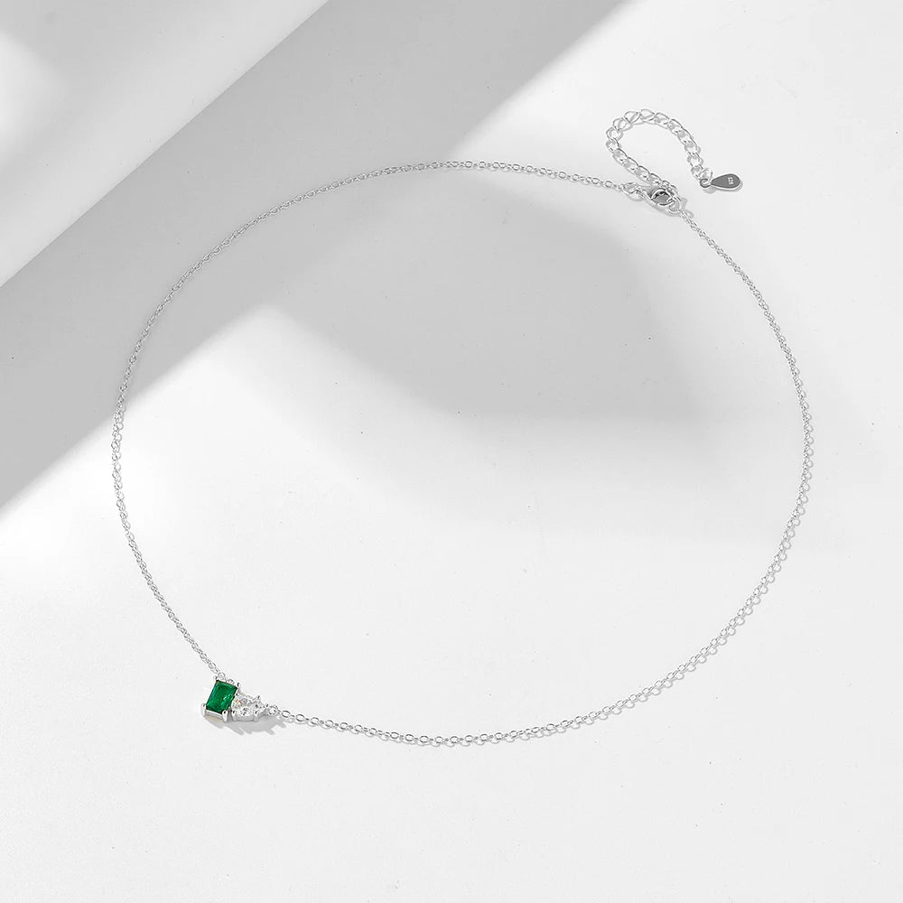 fulsun wholesale jewelry silver 925 gold filled emerald Square green necklace ladys jewelry zircon necklace jewelry women