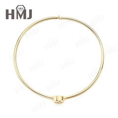0.5CT Moissanite Bangle Bracelet 18K Gold Plated Bezel Set Diamond Bracelet 925 Sterling Silver Classic Jewelry for Woman Charms