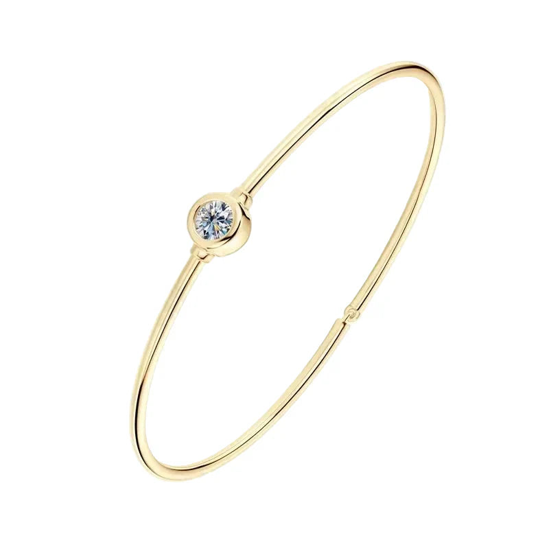 Moissanite Diamond Solitaire Bangle Bracelet for Aries