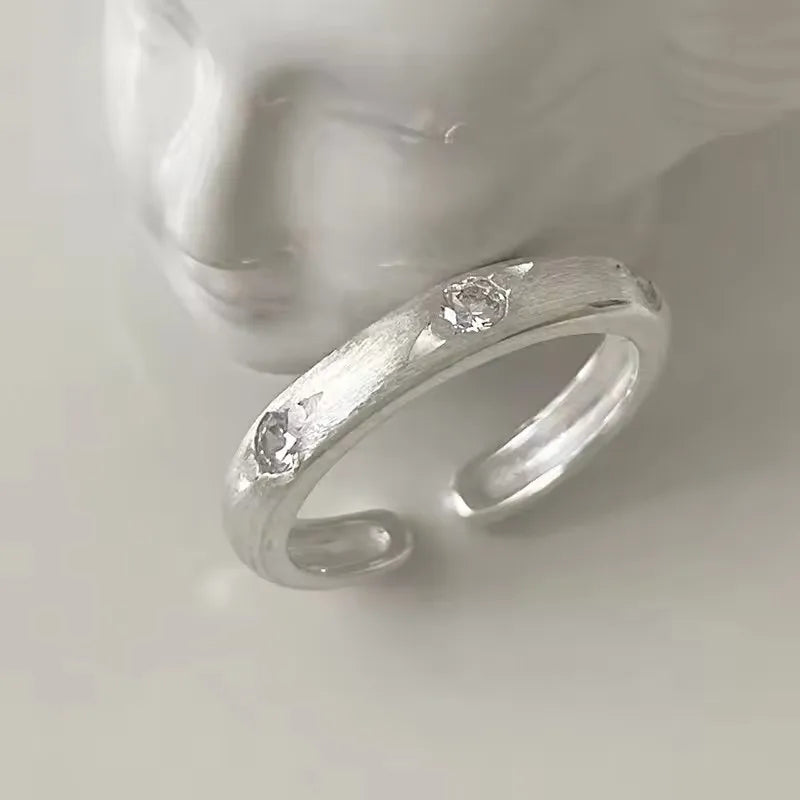 PANJBJ 925 Sterling Silve Moonstone Irregular Ring for Women Party Gift Adjustabler Personality Korean Dropshipping