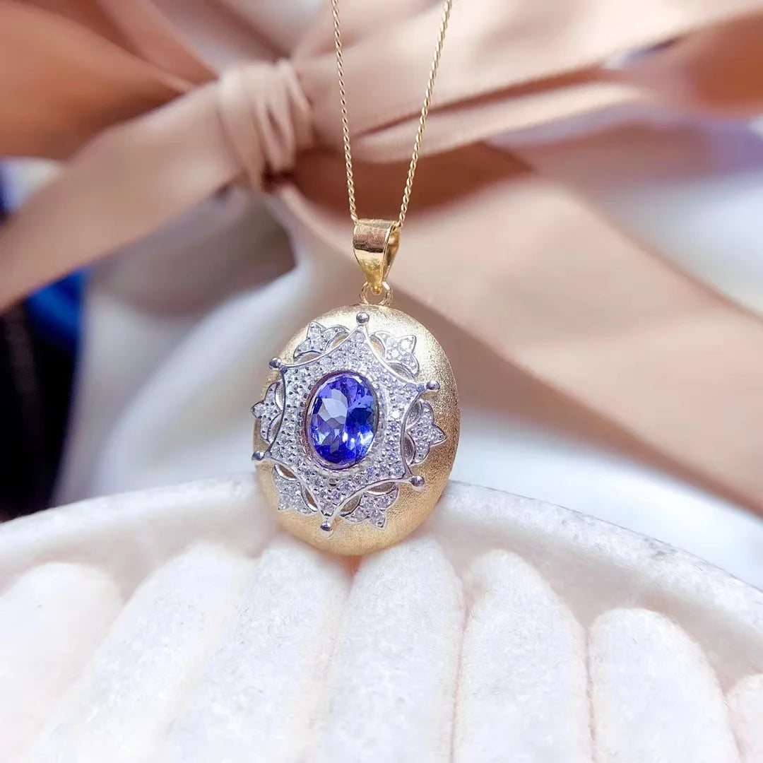 Large Tanzanite Pendant Necklace