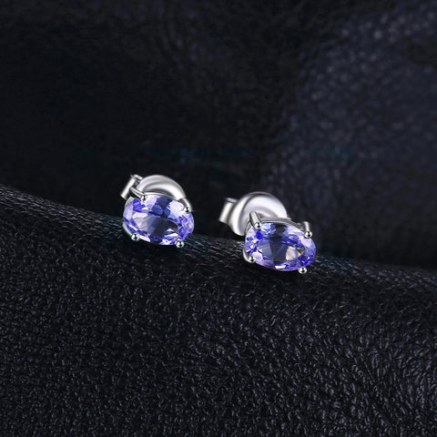 Genuine Tanzanite Sterling Silver Stud Earrings