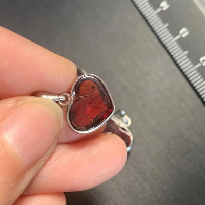 Mini Heart: Bezel Set Garnet Birthstone Pendant