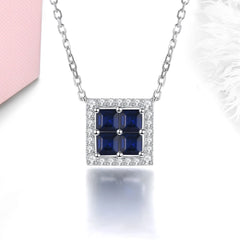 Natural Precious Blue Sapphire Sterling Silver Necklace 1.4 Carats Genuine Birthstone Women Classic Exquisite S925 Fine Jewelrys