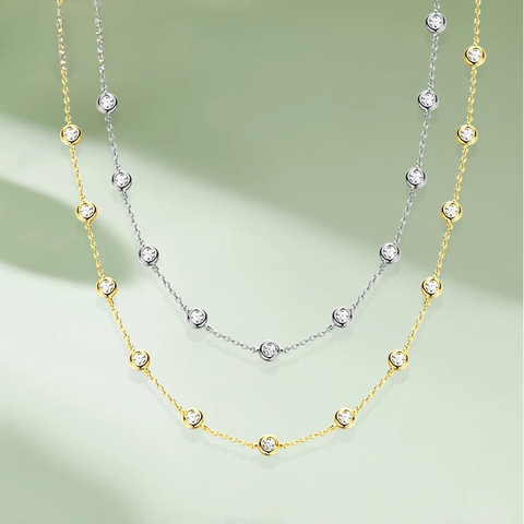 Moissanite Beaded Diamond Choker Necklace