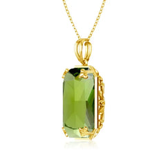 Real Sterling Sliver Necklace Pendant Peridot Birthstone Gold Plated Fine Jewelry  Anniversary Party For Women Accessorie
