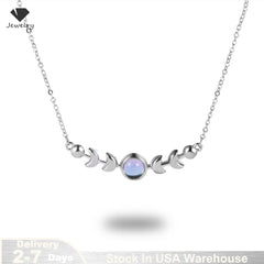 Genuine Moonstone Necklace for Women 925 Sterling Silver Moon Phase Necklace Triple Goddess Pendant Minimalist Necklace US Stock