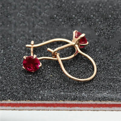 14K Rose Gold Ruby Drop Earrings